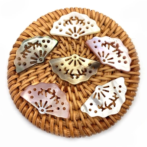 Natural sea shell fan-shaped pendant beads with hollow carving for DIY jewelry making