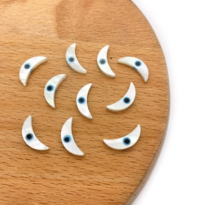 Natürliche Mondsichel-Perlmutt-Perlen mit bösem Blick für DIY-Schmuck, 10 Stück