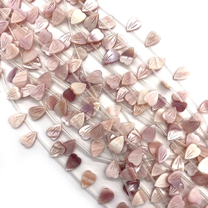 Cuentas de flores de concha rosa natural 9x12mm con brillo perlado para joyería artesanal