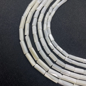 Natural white mop shell tube beads in 5x10mm cylindrical shape for DIY jewelry making