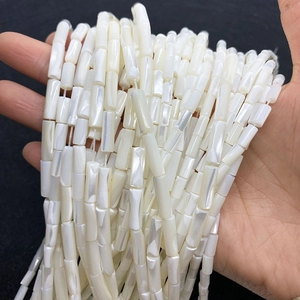 Natural white shell rice beads 4x8mm with iridescent luster for DIY jewelry making