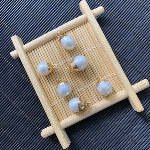 Set of 6 natural freshwater pearl pendants with gold connectors for DIY necklace making
