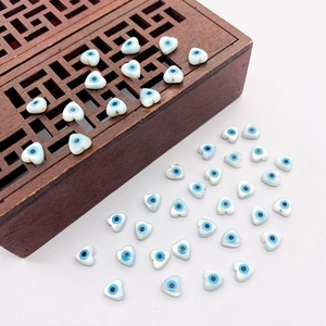 Natural Sea Shell Heart Shaped Evil Eye Loose Beads 6mm Nazar Beads For DIY Jewelry Making Necklace Bracelet Handcraft