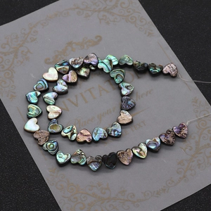 Handcrafted heart shaped abalone shell beads for DIY jewelry making with natural iridescence