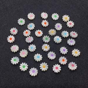 Natural sun flower shell beads 10mm 12mm with colorful centers for DIY jewelry making