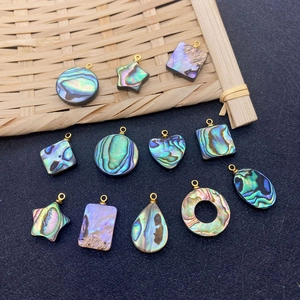 Pendentifs en nacre d'abalone naturelle de formes variées avec anneaux dorés pour bijoux
