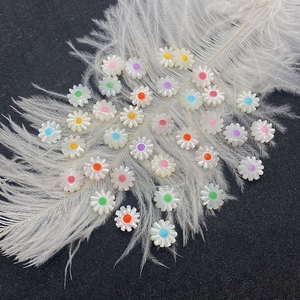 Natural white shell sunflower beads in colorful pearl finish for DIY jewelry necklaces
