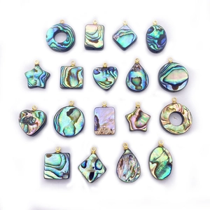 Pendentifs en nacre d'abalone naturelle de formes variées avec boucles dorées en métal