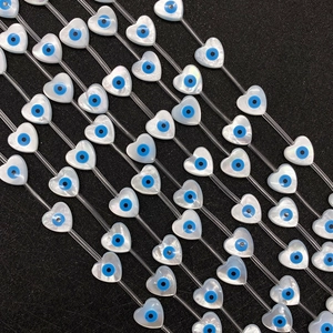 Cuentas Sueltas de Concha Natural con Forma de Corazón Ojo Turco Madreperla Blanca para Fabricación de Joyas DIY Accesorios