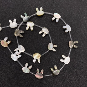 Natural sea shell rabbit head loose beads with center holes for DIY necklace making