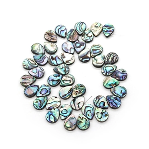 Teardrop natural abalone shell beads with iridescent rainbow luster for DIY jewelry making