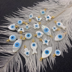 Pendentifs en Nacre Mauvais Œil pour Création de Bijoux DIY Multiples Formes Cœur Étoile Poisson Main de Fatma Breloques
