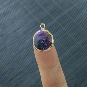 Natürlicher lila Süßwasserperlen-Anhänger 14x18mm mit Vergoldung und Aufhängeschlaufe