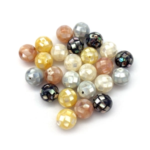 Natural round shell mosaic beads 8-12mm for DIY necklace jewelry making supplies