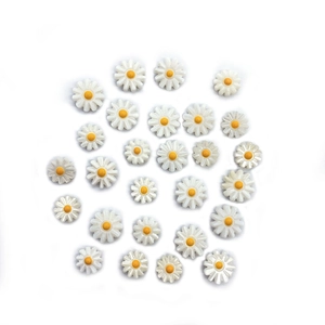 Perline a forma di margherita bianca e gialla per creazione di gioielli fai da te