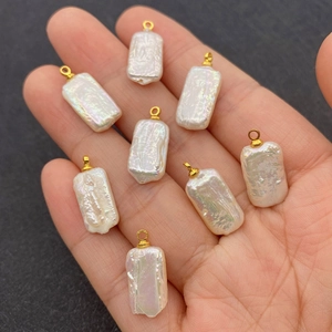 Irregular baroque freshwater pearl pendants with gold bails for DIY jewelry making
