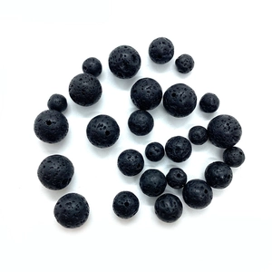 Perle in pietra lavica nera naturale da 6mm a 10mm per la creazione di gioielli fai da te
