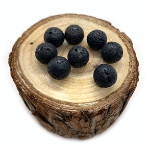 Perle tonde in pietra lavica nera naturale 6mm per creazione gioielli fai-da-te e orecchini