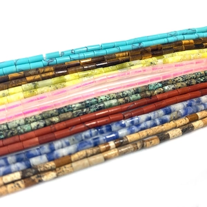 Mixed natural stone tube beads set including lapis lazuli and tiger eye for DIY jewelry