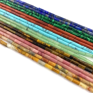 Natural 2x4mm colorful cylindrical stone tube beads for DIY necklace jewelry making