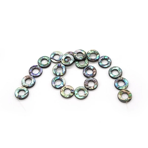 Natural abalone shell donut beads with iridescent luster for DIY jewelry making