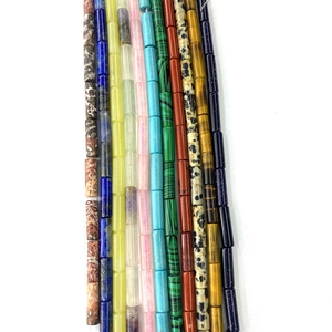 Variety of 4x13mm natural stone tube beads including lapis lazuli and malachite for DIY jewelry
