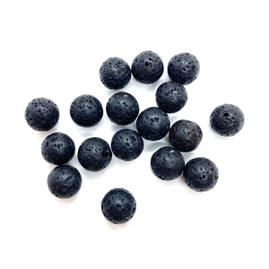 Perle in pietra lavica nera naturale da 8 mm a 10 mm tonde sfuse per gioielli fai da te