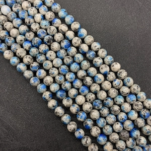Macro di perline in diaspro K2 con macchie blu e grana di granito naturale per gioielli