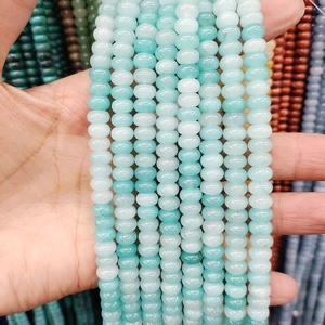 Natural light blue amazonite abacus beads 4x6mm flat round stones for DIY jewelry making