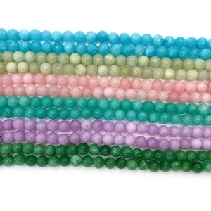 Various multi-colored semi-transparent natural stone round beads for DIY jewelry making