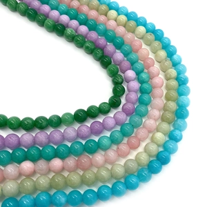 Polished natural stone beads in various colors for DIY jewelry making accessories