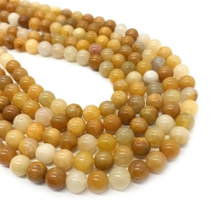 Polierte Natursteinperlen aus gelber Jade für DIY-Schmuck mit glatter Oberflächenstruktur
