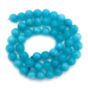 Spiral layout of sky blue natural round stone beads for DIY jewelry making