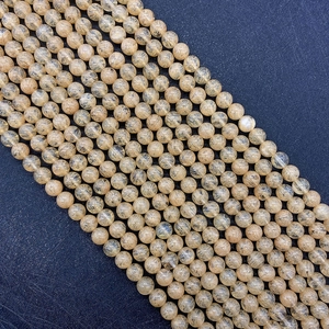 Natural Stone Round Beads Yellow Watermelon Rutilated Quartz Loose Beads For DIY Jewelry Making Necklace Accessories