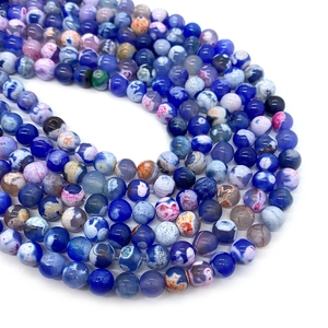 Blauwe drakenader agaat ronde kralen voor DIY sieraden maken met natuurlijke textuur