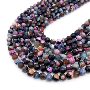 Cuentas de ágata de fuego natural pulida en colores vibrantes para collares y joyas DIY