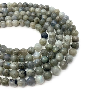 Perle rotonde in labradorite naturale con riflessi blu per creazione di gioielli DIY