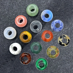 Natural Stone Donut Beads 8x14mm Large Hole Abacus Polished Spacer Beads For DIY Jewelry Making Bracelets Necklaces Pendant Accessories