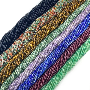 Macro shot of colorful 2mm-3mm natural stone round beads for DIY jewelry making