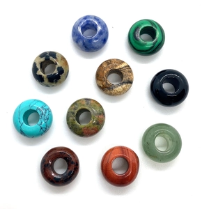 Polierte Natursteinperlen 8x14mm mit großem Loch in 10 verschiedenen Mineraltexturen