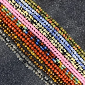 Natural Stone Round Loose Beads Strand For DIY Jewelry Making Necklace Bracelet Tiger Eye Agate Lapis Lazuli Polished Ore Beads