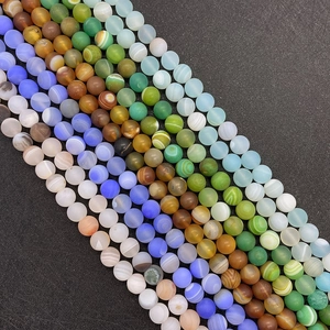 Natural Stone Silk Agate Beads For DIY Jewelry Making Frosted Striped Round Loose Beads Necklace Bracelet Handmade Accessories