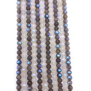 Strands of polished labradorite and moonstone round beads for DIY jewelry making