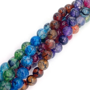 Natuurlijke drakenader agaat ronde kralen in levendige kleuren voor DIY sieraden