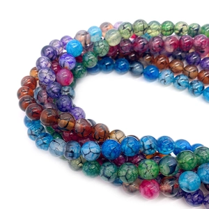 Gepolijste 6-10mm natuurlijke drakenader agaat ronde kralen voor DIY sieraden in vele kleuren