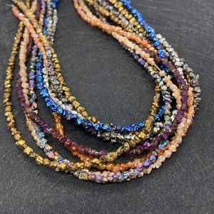 Close-up of irregular electroplated 4mm natural stone beads for DIY jewelry making