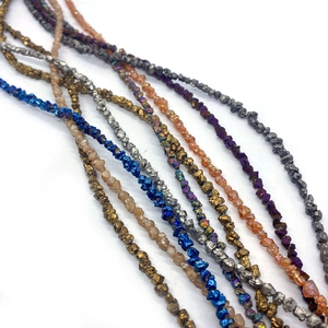 Colorful irregular natural stone beads in metallic blue silver and purple for DIY jewelry
