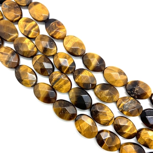 Faceted oval Tiger Eye natural stone beads 10x14mm for DIY jewelry necklace making