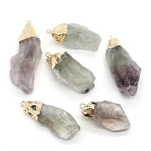 Natural crystal stone pendants with irregular shapes and gold-plated bails for DIY jewelry