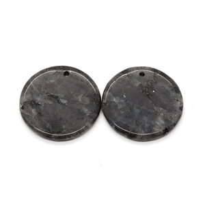 Pair of round 30mm natural watermelon stone charms with single hole for DIY jewelry